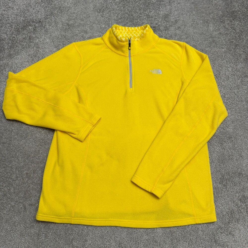 The North Face TKA Glacier Fleece 1/4 Zip Pullover Jacket Women XL Bright Yellow